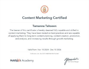 Content Marketing Certificate - Hubspot
