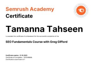 SEO Certificate - Semrush